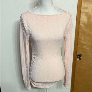 NWOT Urban Social Light Pink Ruched Sides Long Sleeve Textured Top S
